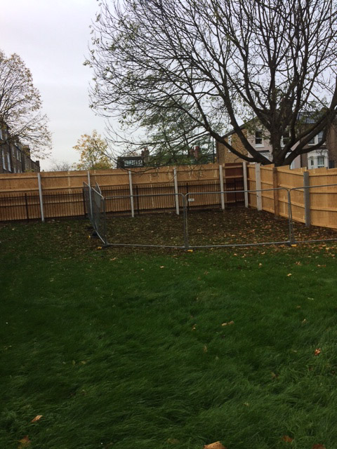 Some basic tree protective fencing.